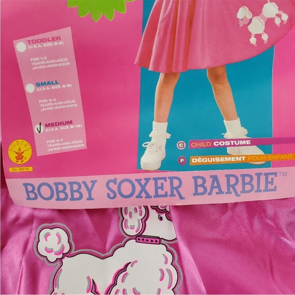 Rubies Barbie Bobby Soxer Medium Size Pink Kids Halloween Costume - Picture 5 of 12